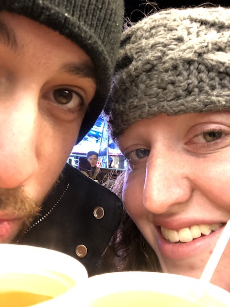 Christmas Market in Edinburgh, we love Gluhwein and spiked hot apple cider