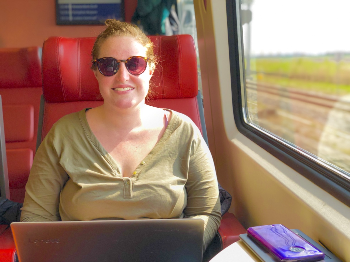 Michelle Working on the Train to Amsterdam